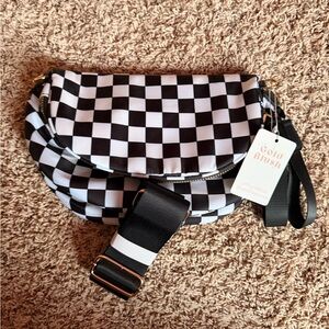 Gold Blush Black & White Checkered Crossbody Bum Bag
